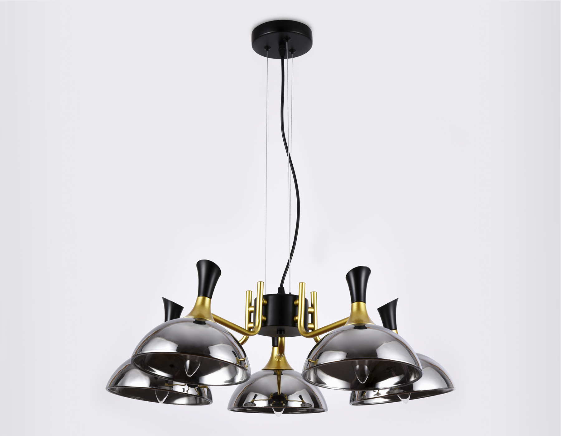 Подвесная люстра Ambrella TR9082/5 BK/GD/SM черный/золото/дымчатый E27/5 max 40W D750*750